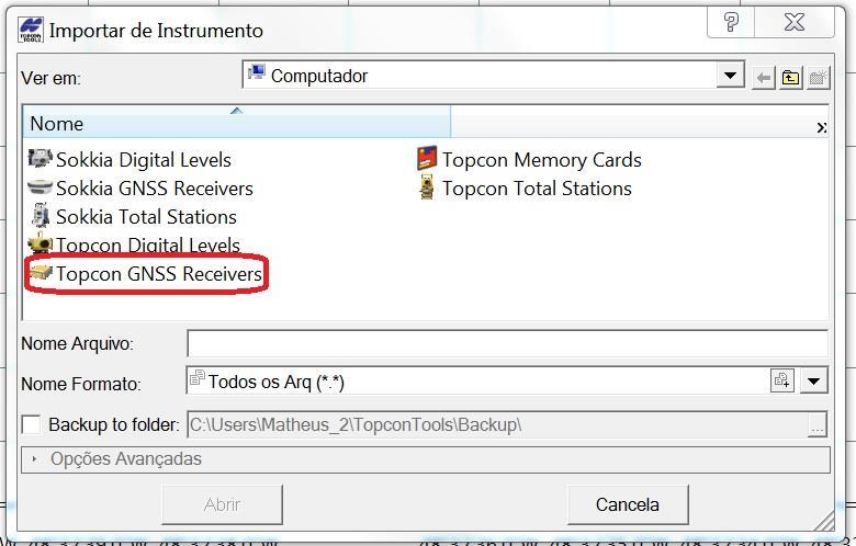 clicar duas vezes na opção Topcon GNSS Receivers,