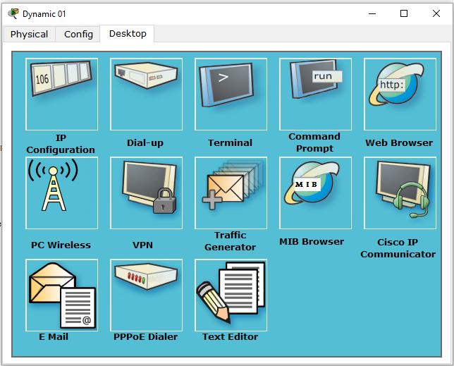 Aplicação: DHCP, DNS, and HTTP Web Browser (HTTP) On the client computers use the Desktop Web Browser, enter the