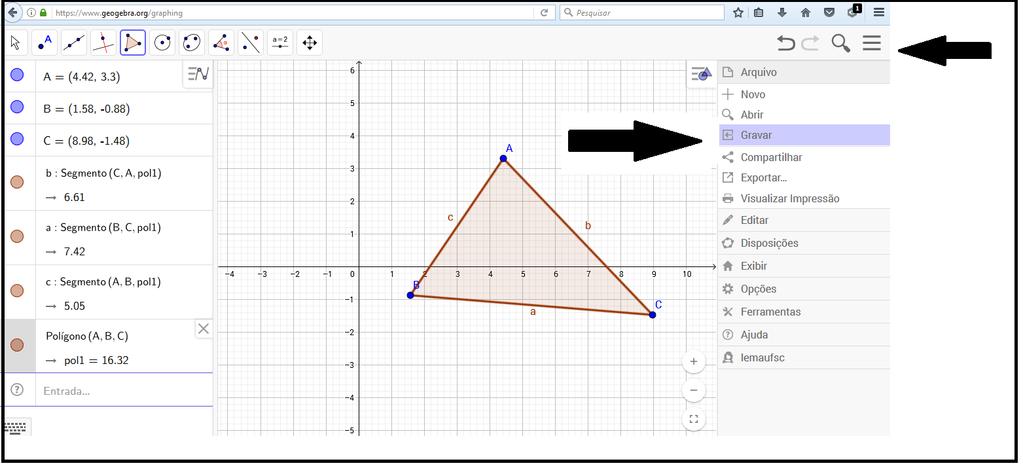 Ao se clicar no sinal + aparece as opções representadas na figura seguinte: Se você clicar em Iniciar GeoGebra aparecerá na tela a interface da Calculadora Gráfica.