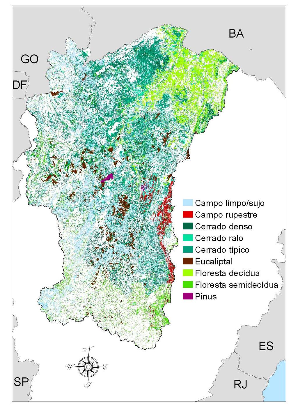 (b) Bacia hidrográfica do Rio São Francisco em Minas Gerais Tabela 6. Matriz de confusão da classificação da área de abrangência do Promata/MG.