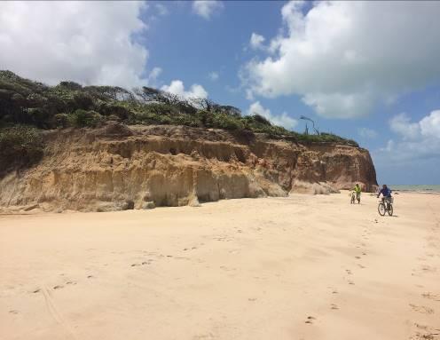 pleistocênicos a atuais que bordeja as praias, sem o desenvolvimento de falésias.