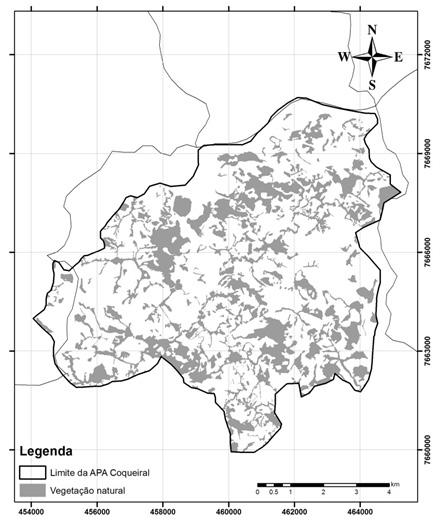 Análise da fragmentação florestal da Área de Proteção Ambiental Coqueiral, Coqueiral MG 637 entre 5 e 50 ha ocupam 23,39% do total da área.
