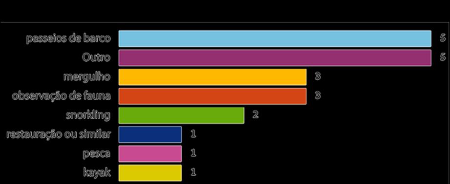 O conjunto das 12 páginas de operadores turísticos analisadas apresenta uma diversidade de serviços prestados, sobretudo relacionados com atividades marítimo-turísticas