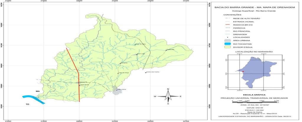 e desenvolver a análise morfológica, bem como correlacionar o uso da sub-bacia do riacho Barra Grande com as características morfometricos. Figura 1 Localização da sub-bacia do riacho Barra Grande.