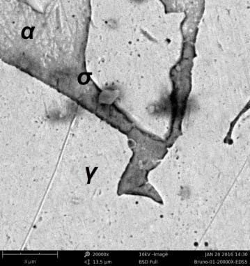 por pite, provavelmente devido ao crescimento de grãos e a presença de ferrita sob coalescimento, reduzindo o efeito de endurecimento [25].