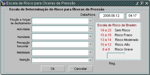 Risco de Úlceras de Pressão (b810 Funções protectoras da pele) xxx.0 NÃO há problema xxx.1 Problema LIGEIRO xxx.2 Problema MODERADO xxx.3 Problema GRAVE xxx.4 Problema COMPLETO xxx.