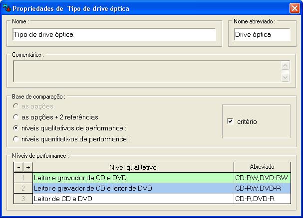 22. Definir o critério Autonomia da bateria 22.1. Pressione o botão direito do rato sobre o nó Autonomia da bateria e seleccione Propriedades do nó no menu de contexto. 22.2. Na janela das propriedades seleccione Níveis quantitativos de performance 22.