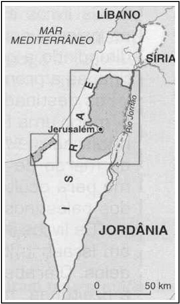 03 - (UFRN) Observe o mapa a seguir, que representa uma área do Oriente Médio, onde ocorrem grandes tensões geopolíticas. As áreas destacadas no mapa correspondem à MAGNOLI, Demétrio; ARAÚJO, Regina.