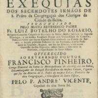Patriarca Lisboa 1739 Português ROSÁRIO, Luís Botelho de Sermão Panegyrico da Invenção da Cruz Santissima de Christo, Estando Manifesto