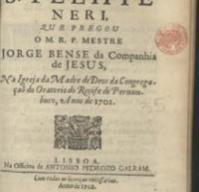 Livros, sermões e outros impressos escritos em português e publicados ao longo dos séculos XVI, BENCI, Jorge Sermam de