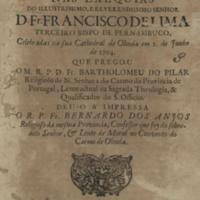 Francisco de Lima terceiro bispo de Pernambuco, Celebradas na sua Cathedral de Olinda em 2 de Junho de 1704.