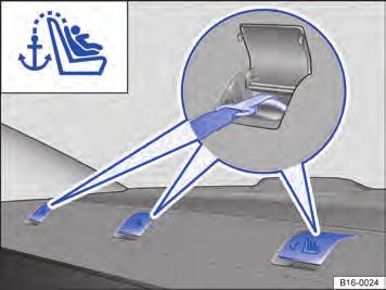 Fixar a cadeira de criança com cinto de fixação superior (Top Tether) no início desse capítulo na pági- Observe na 9. Fig. 8 Olhais de retenção na superfície atrás do encosto do banco traseiro.