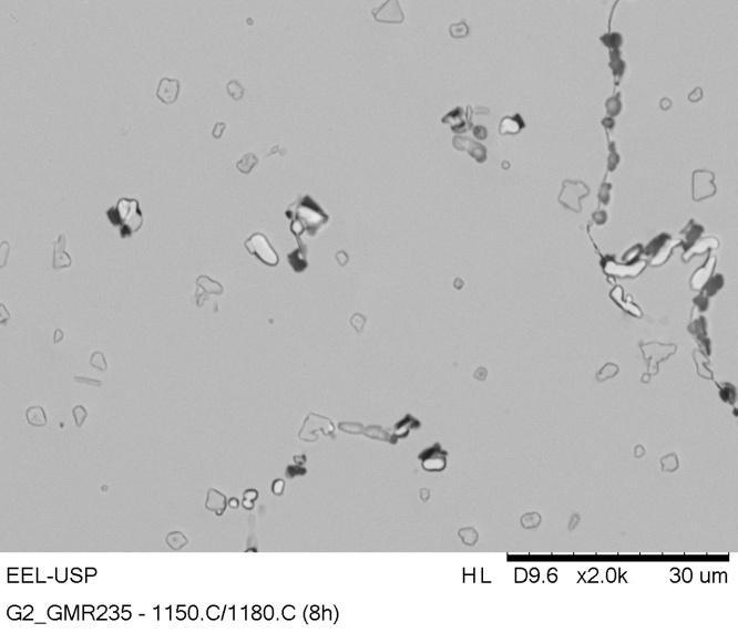 1180 C(5 horas); b) Micrografia da amostra tratada termicamente em duas etapas sendo 1150 C (8