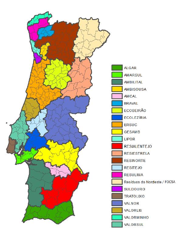 Valorização Tratamento Recolha Os RU são geridos por 25 sistemas com actividades de colecta, tratamento e valorização Sistemas de Gestão de RU em Portugal Actividades Geridas pelos Sistema Urbanos