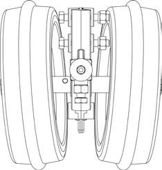 - As rodas são fixadas no em um eixo com as extremidades em grau (), especialmente desenhado para permitir a com- pactação, o controle da profundidade e enterrar a semente.