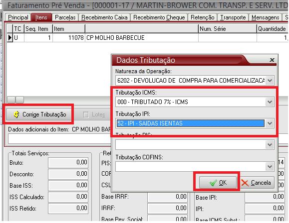 Aba parcelas: Aparece as parcelas dos títulos que serão