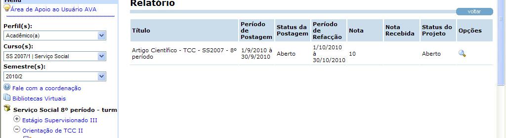 OBS.: Verifique atentamente o período disponível para postagem do trabalho.