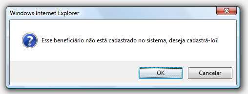 Digite o código do beneficiário e aperte a tecla TAB do teclado: Se o beneficiário estiver cadastrado, ele será encontrado.