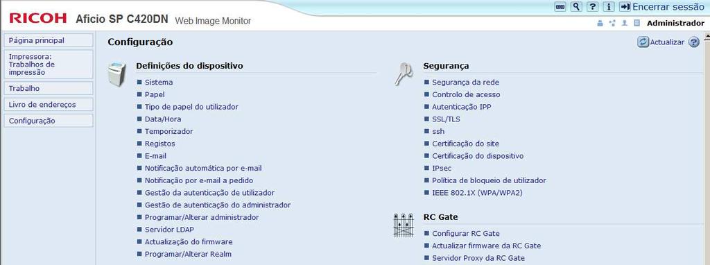 Modificando controle de acesso das Impressoras 1. Algumas impressoras estão com Controle de Acesso habilitado permitindo impressão somente do servidor Antigo.