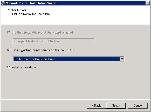6 6. Selecione o driver (PCL6 Driver for universal Print) em