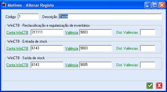 Acedendo ao Comparativo de Stock é possível definir um motivo