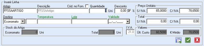 utilizados nas Encomendas, Encomendas Automáticas e Movimentos.