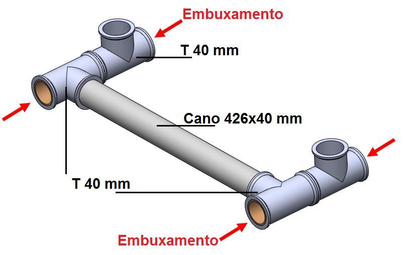 Montagem dos módulos Módulo 4 Passo 3 - Passo 4: Com o Passo 3 finalizado, pegue 4 embuchamentos (Cano de 26x40 mm) e encaixe conforme mostrado na figura 21. Figura 22.