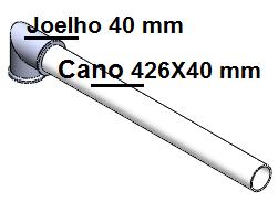 - Passo 6: Junte o cano de 426X40 mm na conexão Joelho 40 mm, como mostrado na figura 24 (1 unidade); - Passo 8: Junte a conexão Joelho 40 mm no cano 426X40 mm, como mostrado na