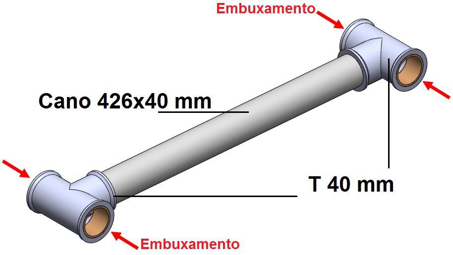 Montagem dos módulos Módulo 5 Passo 1 - Passo 2: Com o Passo 1 finalizado, pegue 4 embuchamentos (Cano de 26x40 mm) e encaixe conforme mostrado na figura 29.