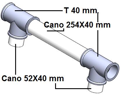 Montagem dos Módulos - Módulo 1 - Passo 2: Junte o cano de 300X40 mm com a conexão T