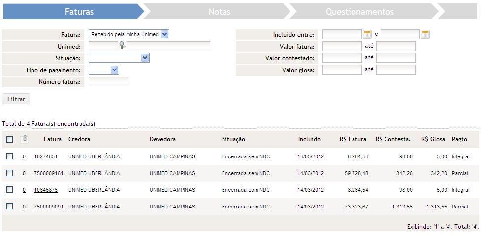 as duas Unimeds, segue abaixo os filtros possíveis para este botão.