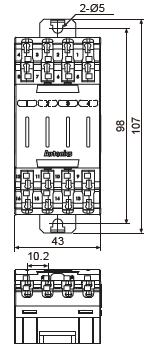 Leds de alto brilho indicativos de estado de funcionamento e ruptura de cabo. Relés Panasonic.