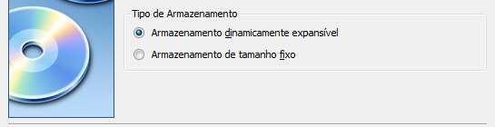 Na tela seguinte (Figura 5), na caixa de Tipo de Armazenamento marque a opção Armazenamento dinamicamente expansível, logo após
