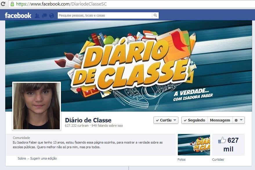 Figura 1: Página do Diário de Classe no Facebook. Fonte: http://www.facebook.com/diariodeclassesc Figura 2: Foto publicada em 11/07/2012. Fonte: http://on.fb.