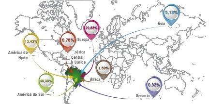 107 Figura 24: Mapa do fluxo turístico internacional para o Brasil ano 2011 Fonte: MTUR (2011) O bom momento do turismo internacional pode ser verificado nos resultados da receita cambial turística