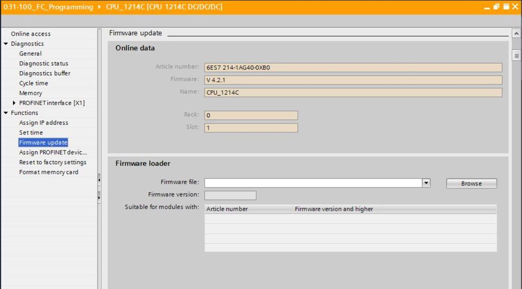 fi Sob "Atualização do Firmware" é possível atualizar o