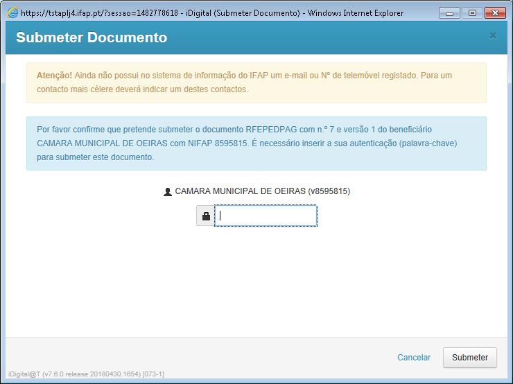 Origem indica o separador que gerou o erro, clicando sobre este campo na respetiva linha, o sistema redireciona para o separador respetivo; Código informação com código de sistema do erro; Descrição