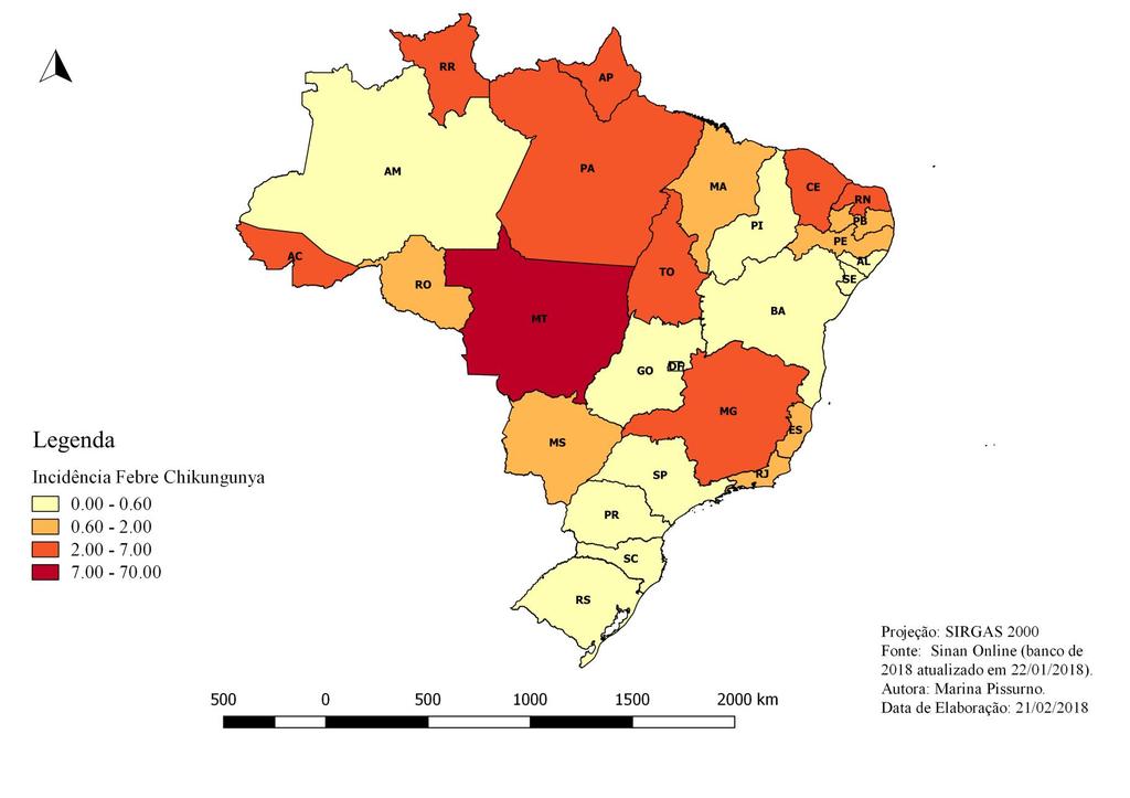 Mapa 2- Incidência de Febre Chikungunya (/100 mil hab.