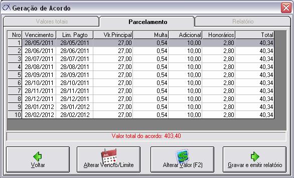 Clique em continuar Na próxima tela, visualize todas as parcelas do seu acordo.