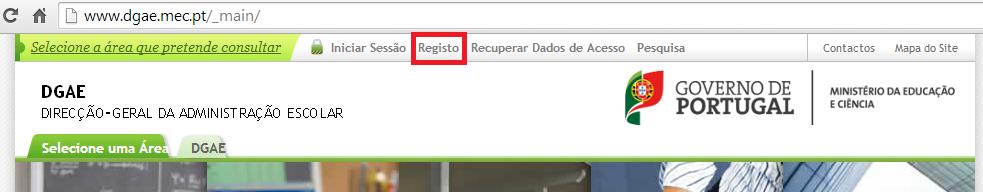 Imagem 2 Separador do Registo do Utilizador Todos os campos a verde são de preenchimento obrigatório