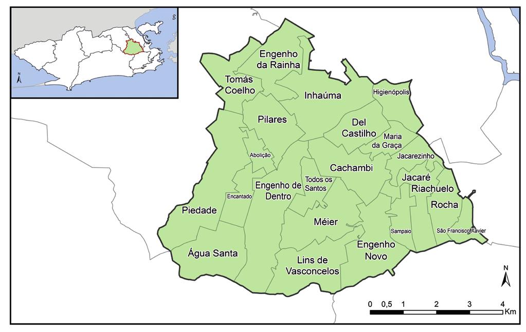 AP 3.2 Bairros: São Francisco Xavier, Rocha, Riachuelo, Sampaio, Engenho Novo, Lins de Vasconcelos, Méier, Todos os Santos, Cachambi, Engenho de Dentro, Água Santa, Encantado, Piedade, Abolição,