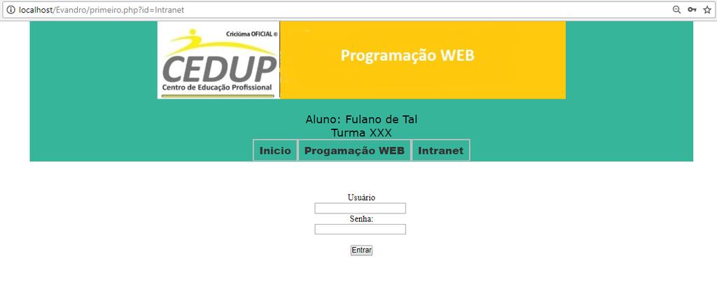 2 - Vamos criar arquivo intranet.php,