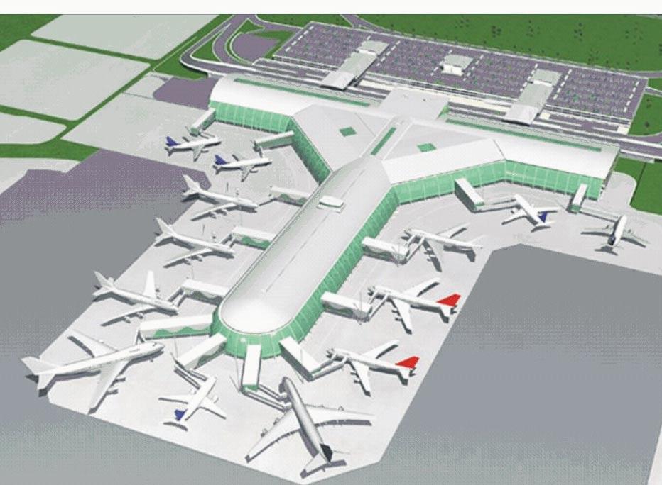 aeronaves, pista de táxi, estacionamento, acesso viário e