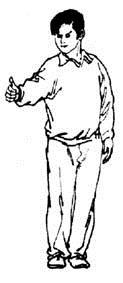 16 17 18 14)Ordenando ataque: O árbitro central estende um braço entre os competidores com o polegar estendido e os outros dedos fechados, com a palma da mão voltada para baixo.