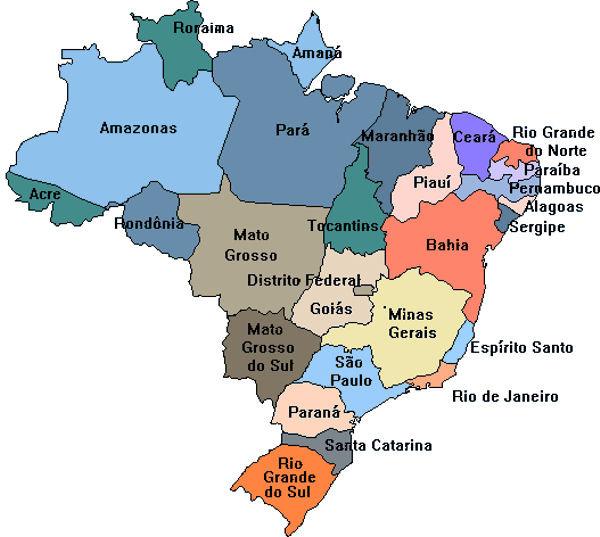 Serviço e dos Fudos estaduais de água e esgotos. (Ximees, F.M. & Galvão, 2008; Galvão Jr, A.d & Da Silva, 2006) Figura 2.3 - Os Estados do Brasil.