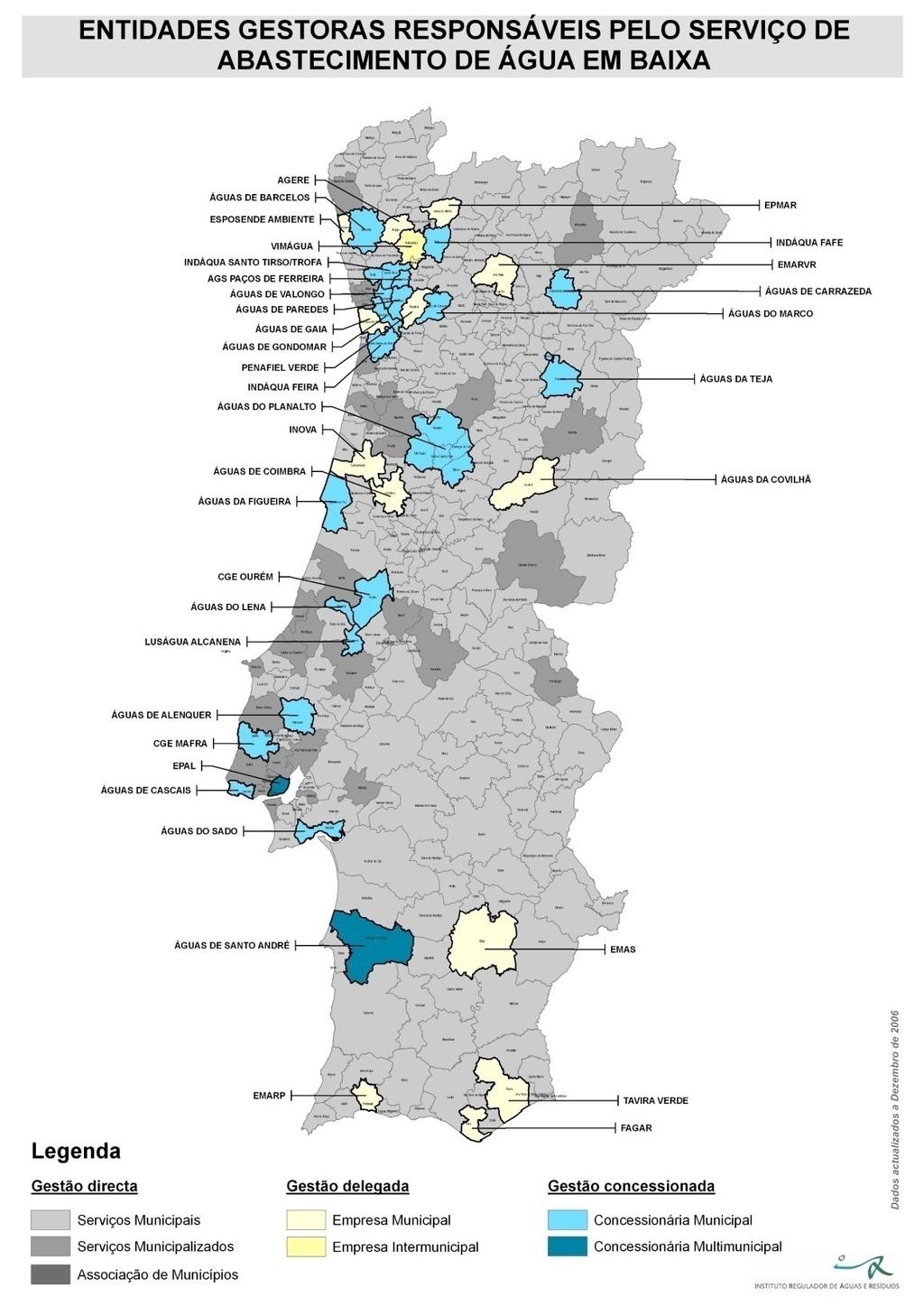 Figura 5 - Sistemas de abastecimeto de água em baixa em Portugal.