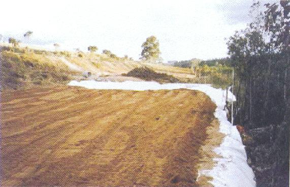 46 (b) Estrada de acesso sobre solo turfoso Fig. 8.20 Estradas de acesso e serviço sobre solos moles Separação e Reforço Fonte Vertematti (2003, pág.