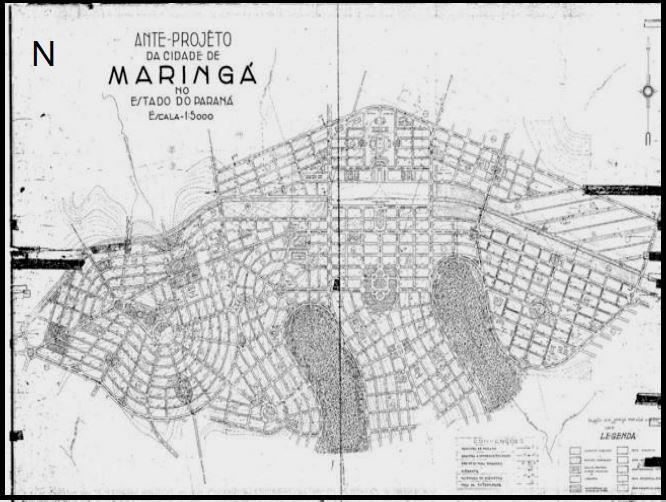 Figura 1 Anteprojeto da cidade de Maringá meados da década de 1940. Fonte: PLHIS- plano local de habitação de interesse social de Maringá.