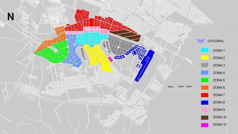 Figura 2 Área de estudo segundo o plano piloto do desenvolvimento da cidade de Maringá. Fonte: Sampaio, André Cesar Furlaneto (2006).