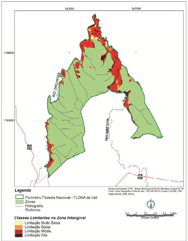 Mazza (2006) considerou para o delineamento dessa zona as edificações e estradas destinadas ao uso administrativo, manutenção e serviços existentes na área.